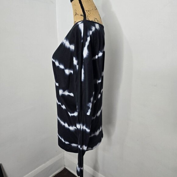 Black White Goth Tie Dye Batwing Sleeve Tee Shein - Picture 5 of 6